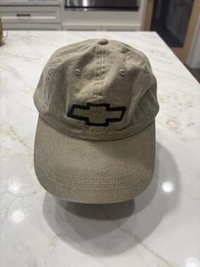 Mad House Chevy Chevrolet Bowtie Logo Tan Dad Hat Adjustable Leather Strap